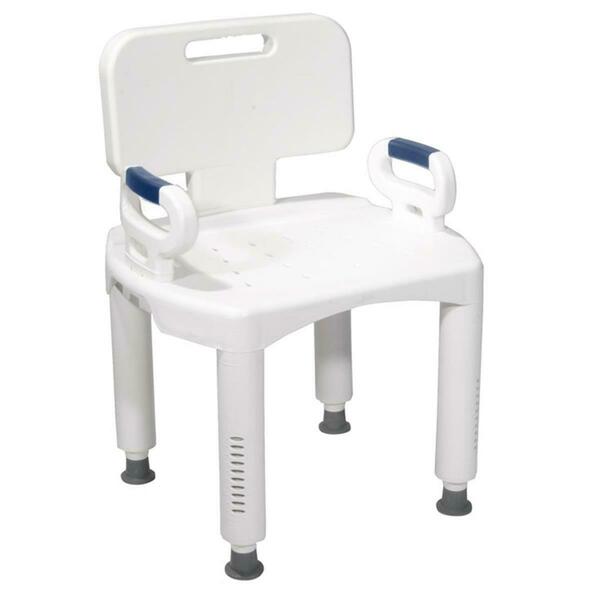Fine-Line Premium Series Bath Bench With Back And Arms Plastic - White FI63187